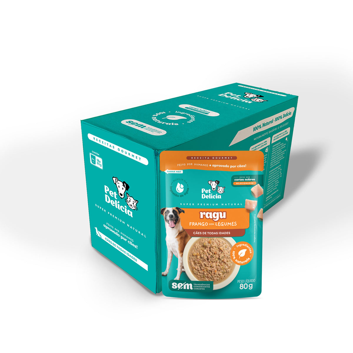 Caixa Sachê Natural Pet Delícia Ragu de Frango com Legumes para Cães