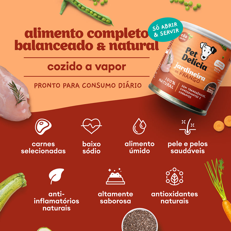 Alimentação Natural para Cães sabor Jardineira de Frango