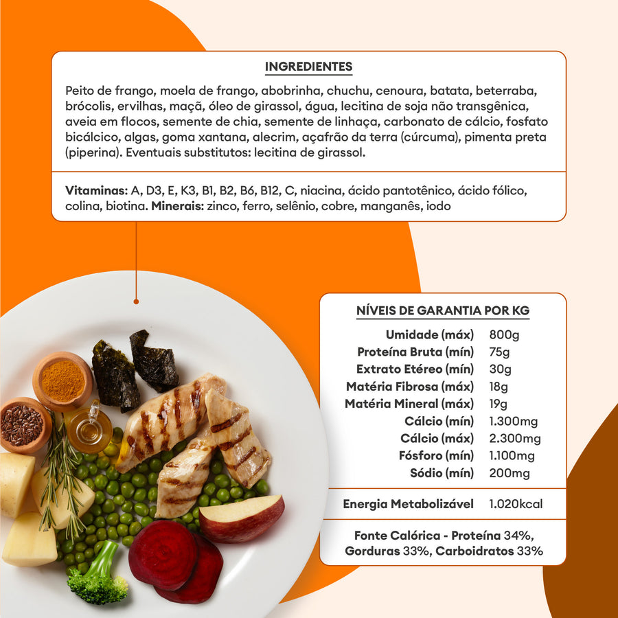 Alimentação Natural para Cães sabor Jardineira de Frango
