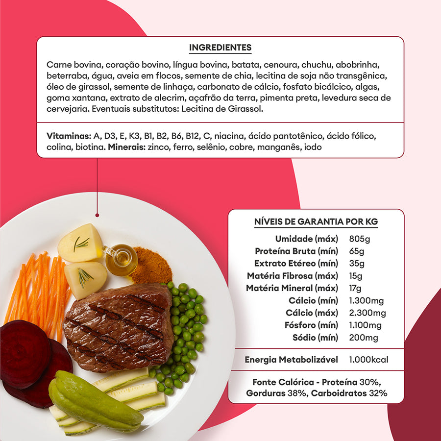 Alimentação Natural para Cães sabor Caçarolinha de Carne