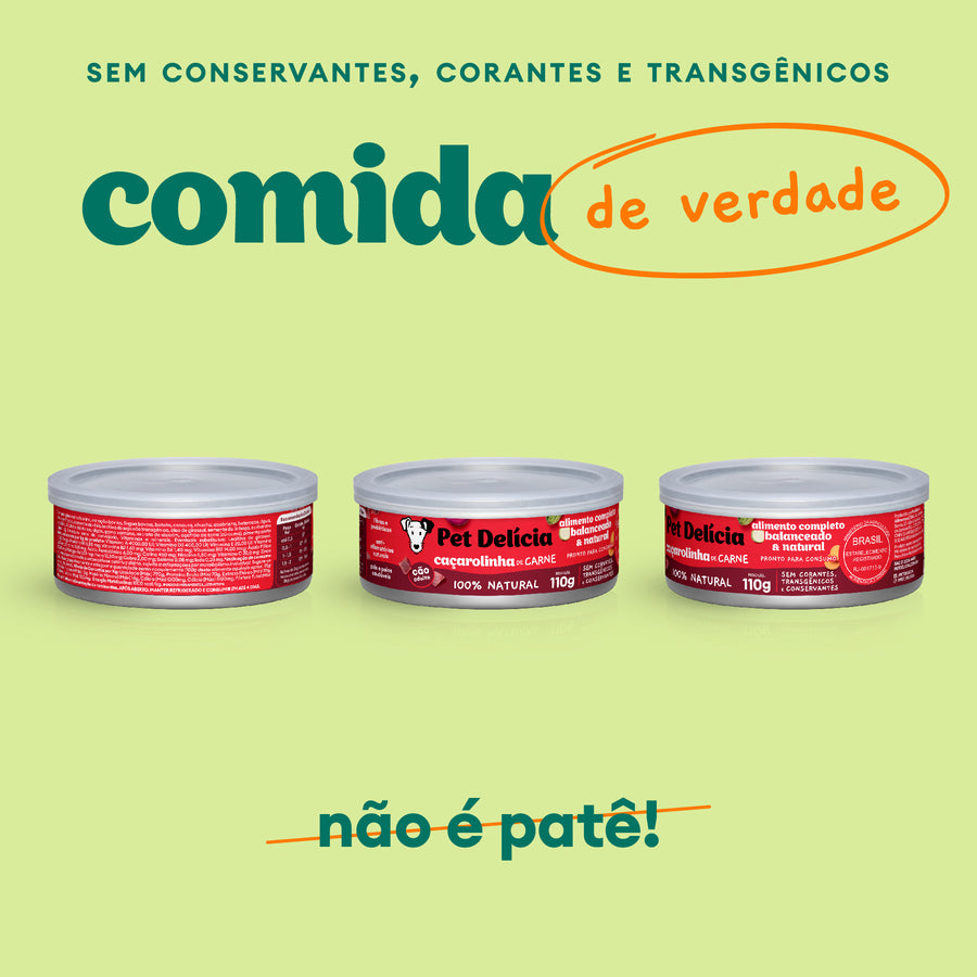 Alimentação Natural para Cães sabor Caçarolinha de Carne