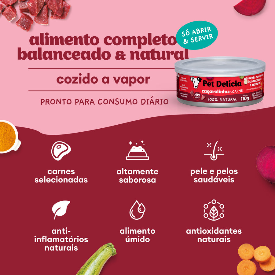 Alimentação Natural para Cães sabor Caçarolinha de Carne