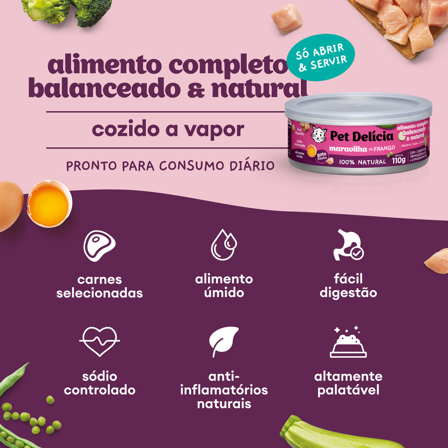 Alimentação Natural para Gatos sabor Maravilha de Frango