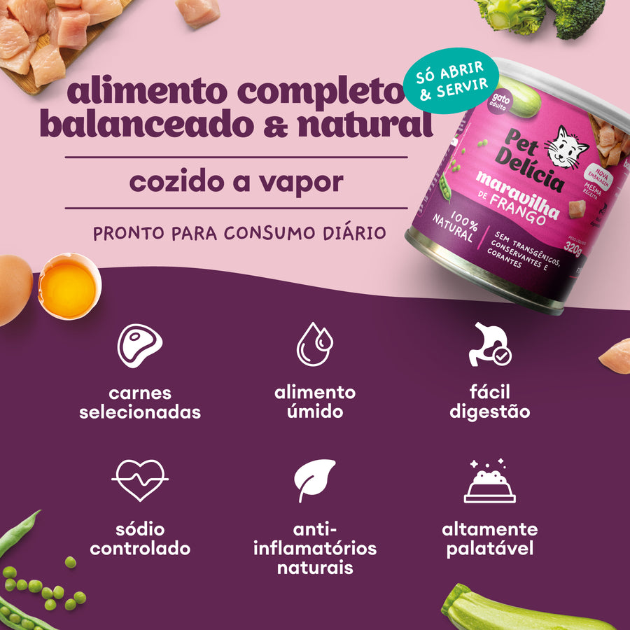 Alimentação Natural para Gatos sabor Maravilha de Frango