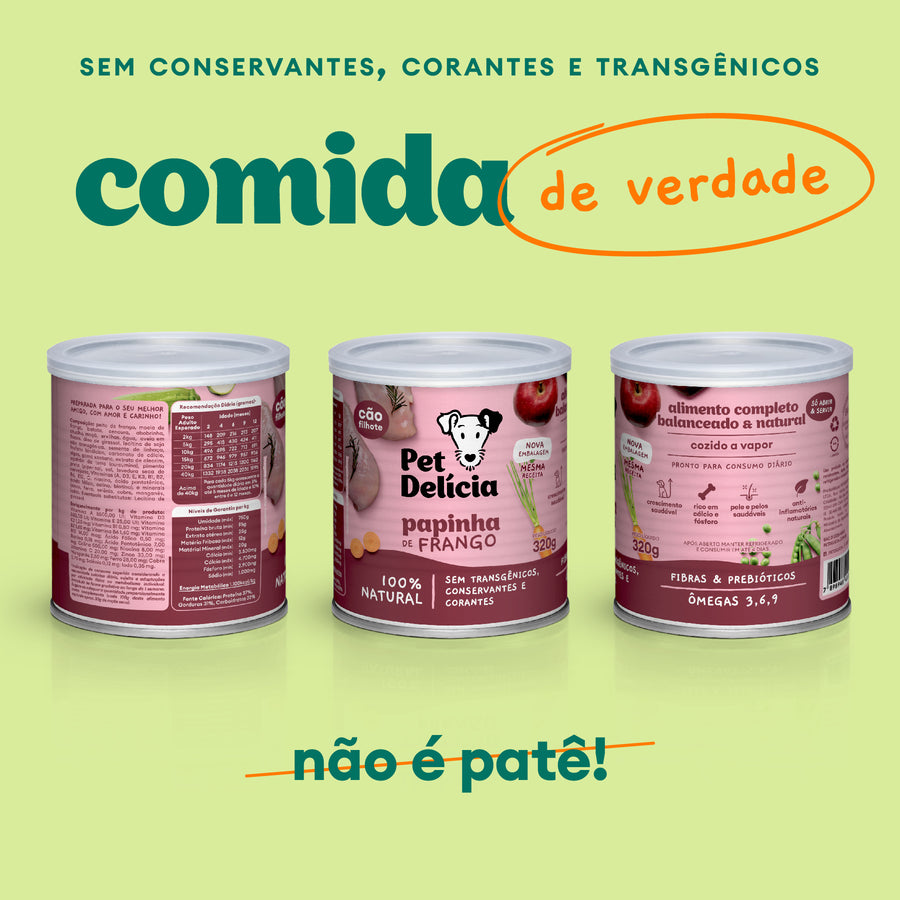 Alimentação Natural para Cães sabor Papinha de Frango