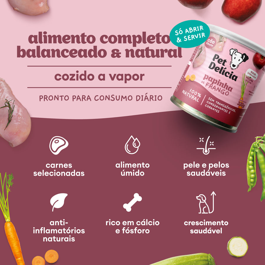 Alimentação Natural para Cães sabor Papinha de Frango